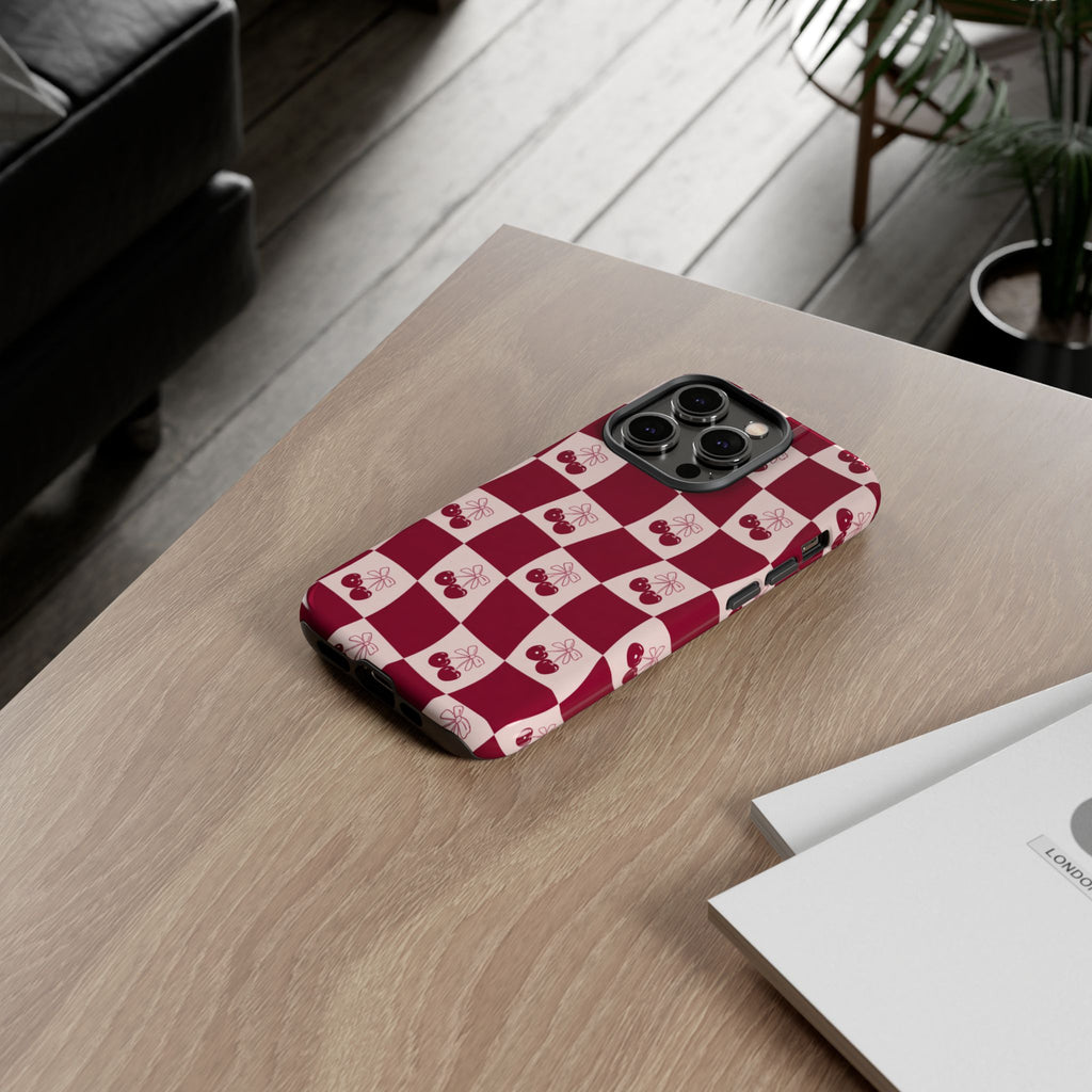 Cherry Checkerboard Tough Phone Case