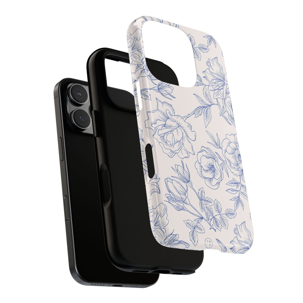 Phone Case — Blue Floral Sketch Tough Protective Case