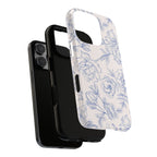 Phone Case — Blue Floral Sketch Tough Protective Case