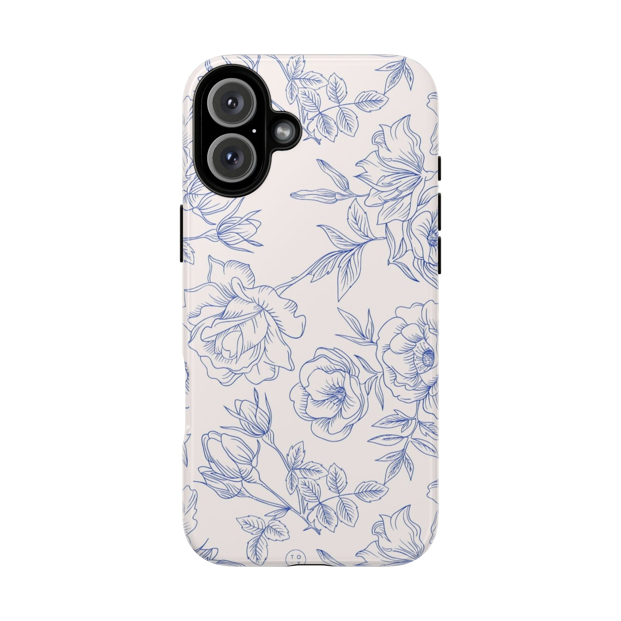 Phone Case — Blue Floral Sketch Tough Protective Case