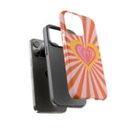 Retro Heart Phone Case — Vibrant Orange Sunburst Tough Case