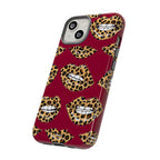 Phone Case — Leopard Lips Pattern on Burgundy