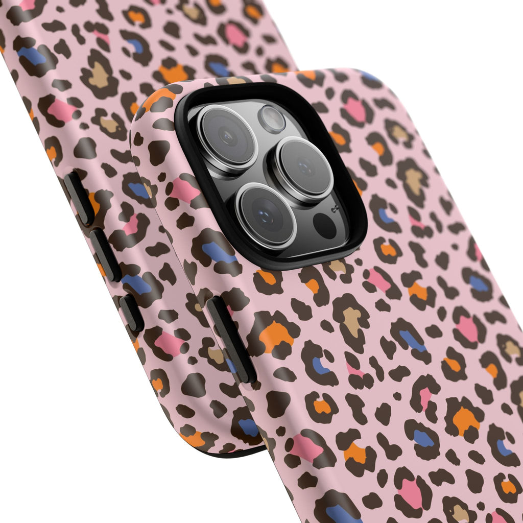 Pink Leopard Print Tough Phone Case — Durable Protective iPhone Cover