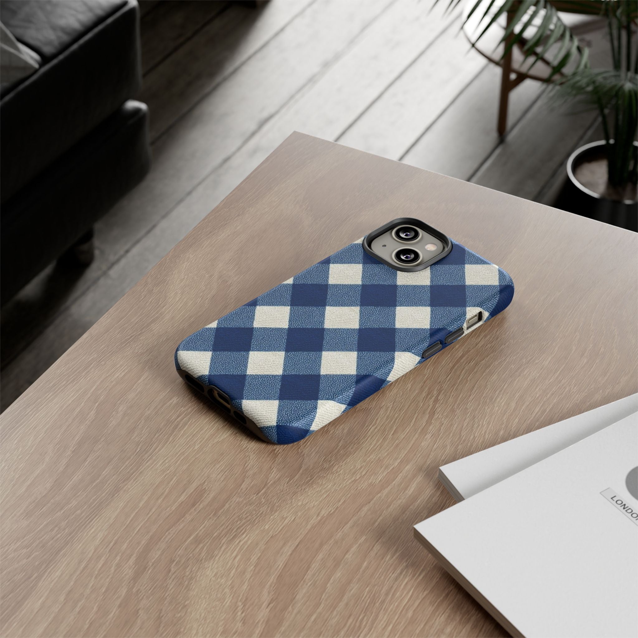 Blue Buffalo Plaid Tough Phone Case — Durable Protective iPhone Cover