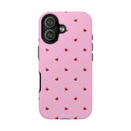Pink Heart Pattern Tough Phone Case — Cute Red Hearts Protective Phone Cover (Valentine’s Day Gift)