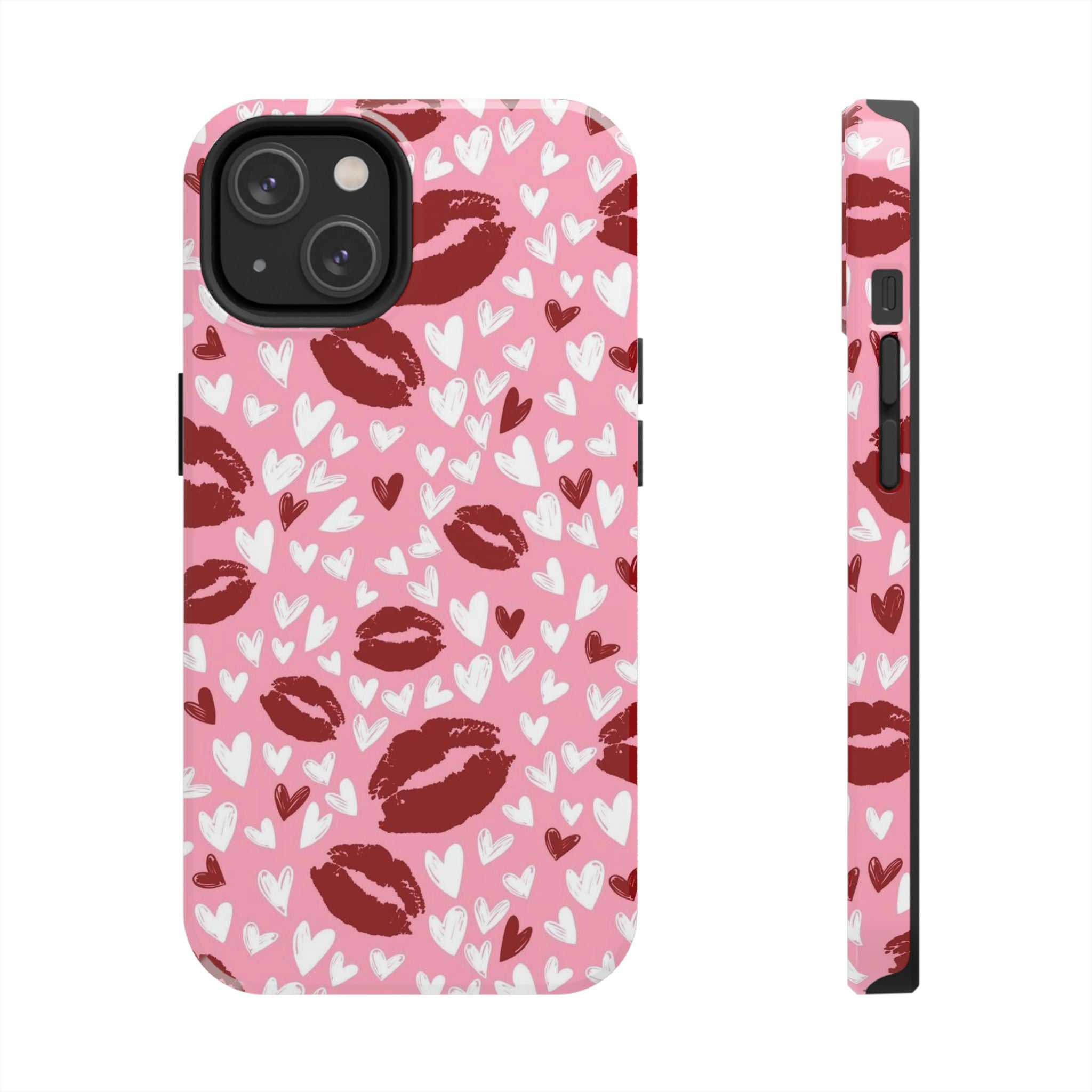 Pink Kiss Hearts Tough Phone Case — Cute Valentine Protective Phone Cover
