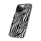 Zebra Print Tough Phone Case — Black & White Animal Stripe Protective Cover