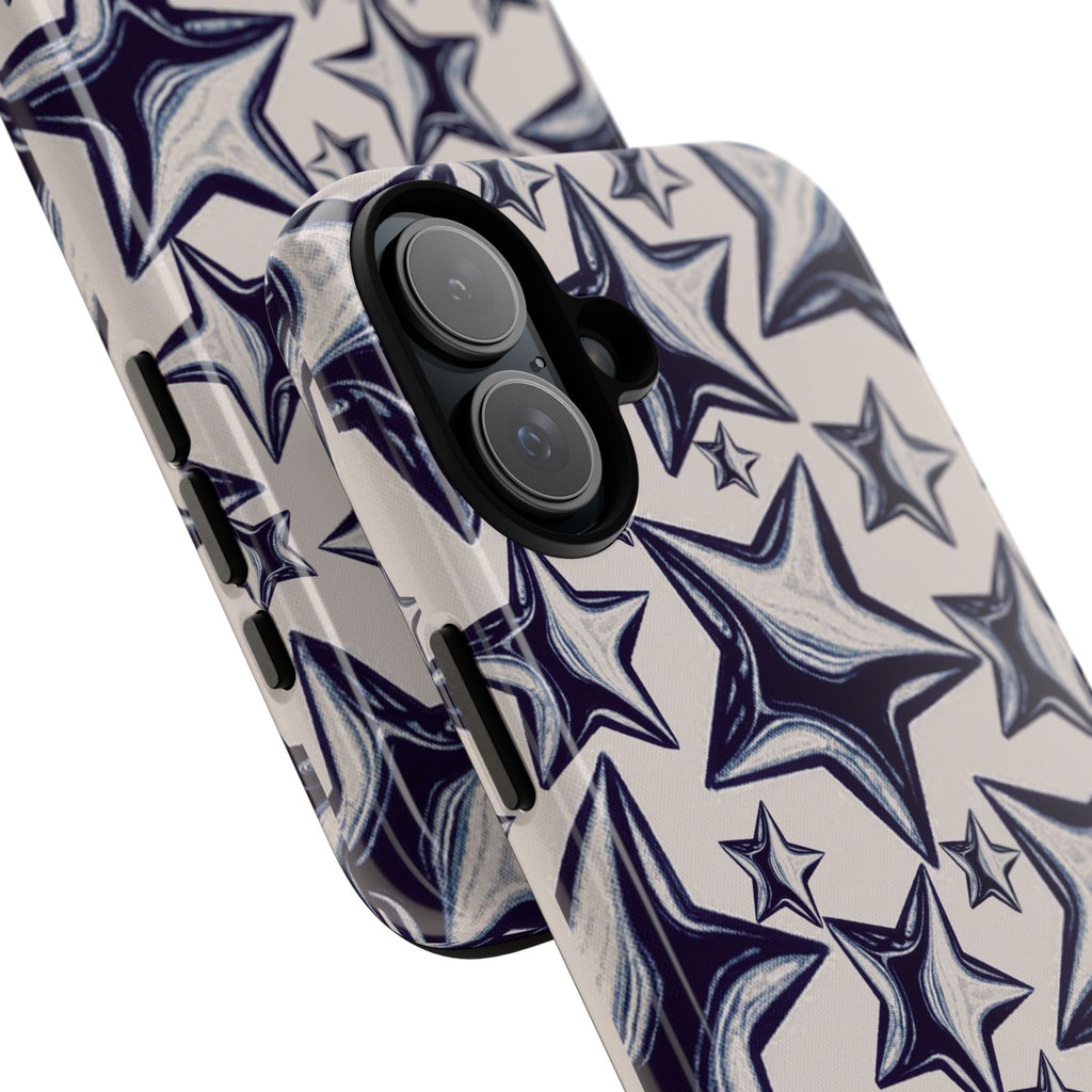 Star Sketch Tough Phone Case — Black & White Doodle Stars Protective Cover