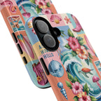 Coastal Collage Phone Case — Retro Beach Surf Floral Design