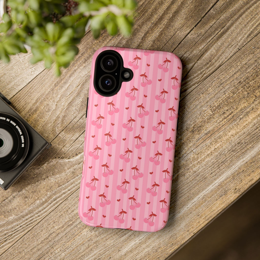 Pink Cherry Pattern Tough Phone Case