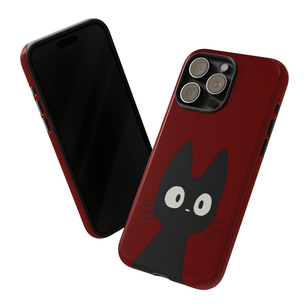 Black Cat Phone Case — Cute Kawaii Cat iPhone Cover ("Tough Cases")