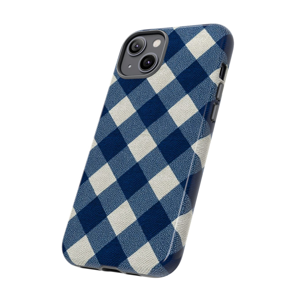 Blue Buffalo Plaid Tough Phone Case — Durable Protective iPhone Cover