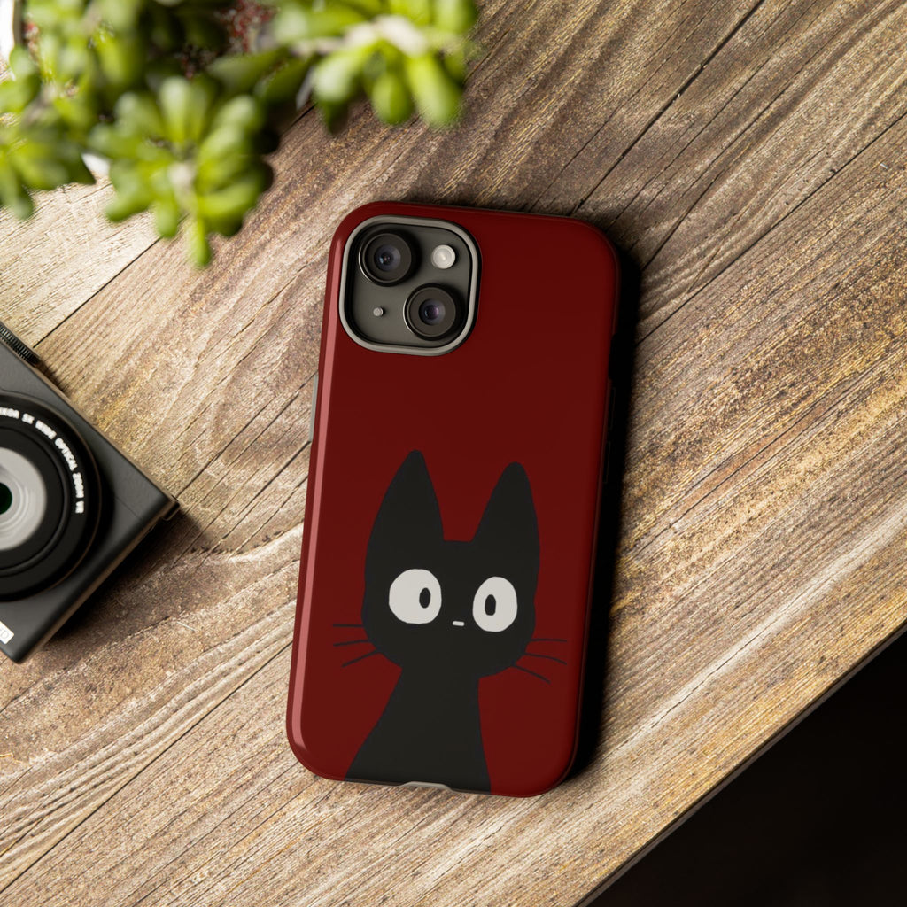 Black Cat Phone Case — Cute Kawaii Cat iPhone Cover ("Tough Cases")