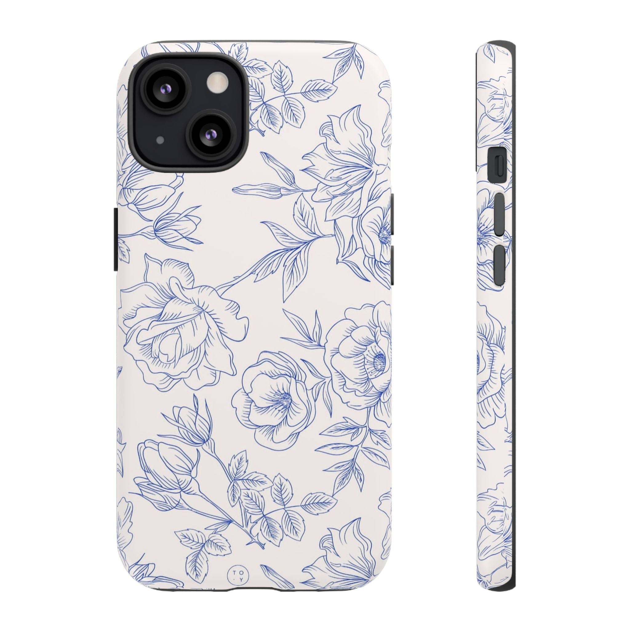 Phone Case — Blue Floral Sketch Tough Protective Case