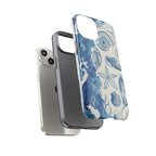 Ocean Shells Tough Phone Case — Blue Nautical Seashell iPhone Cover