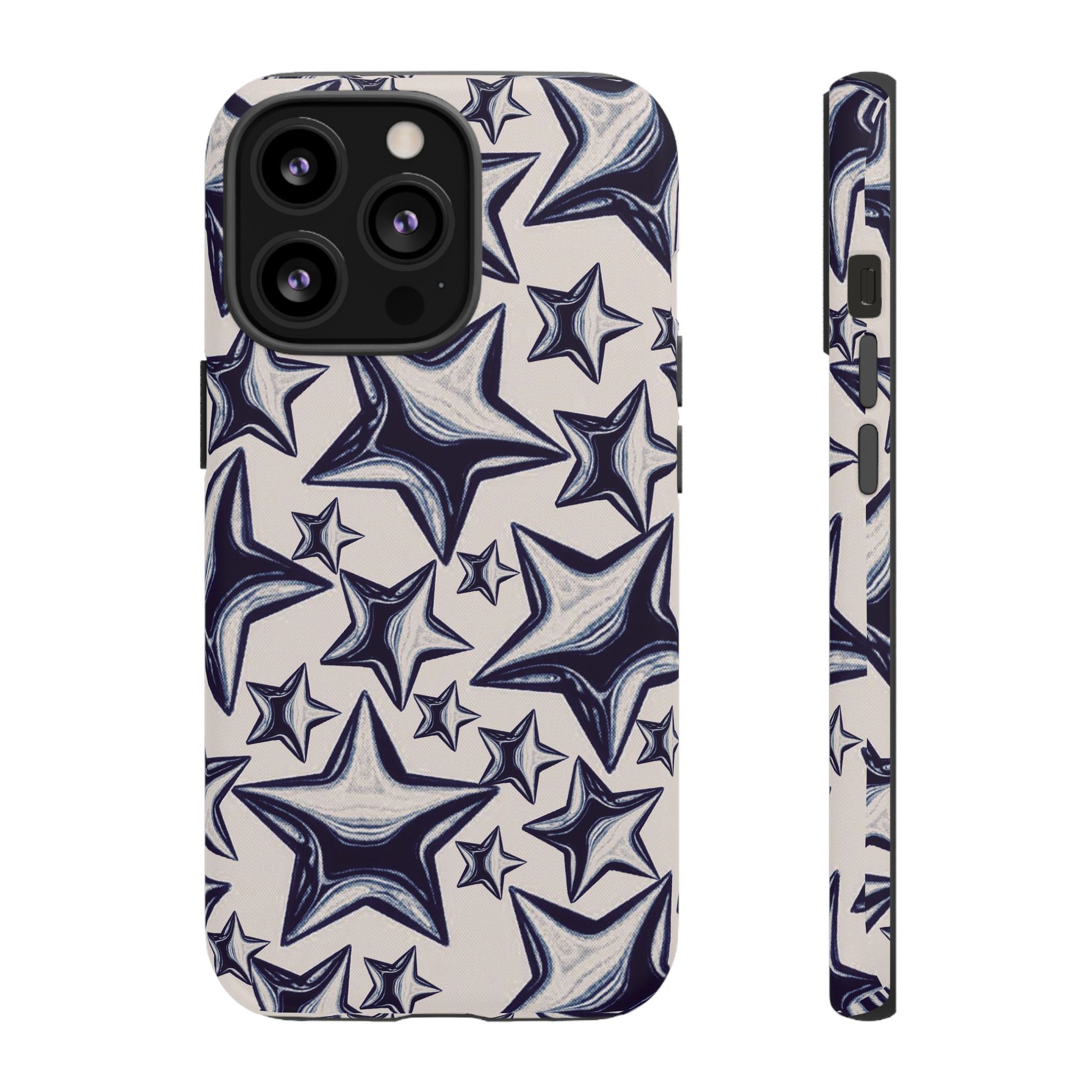 Star Sketch Tough Phone Case — Black & White Doodle Stars Protective Cover