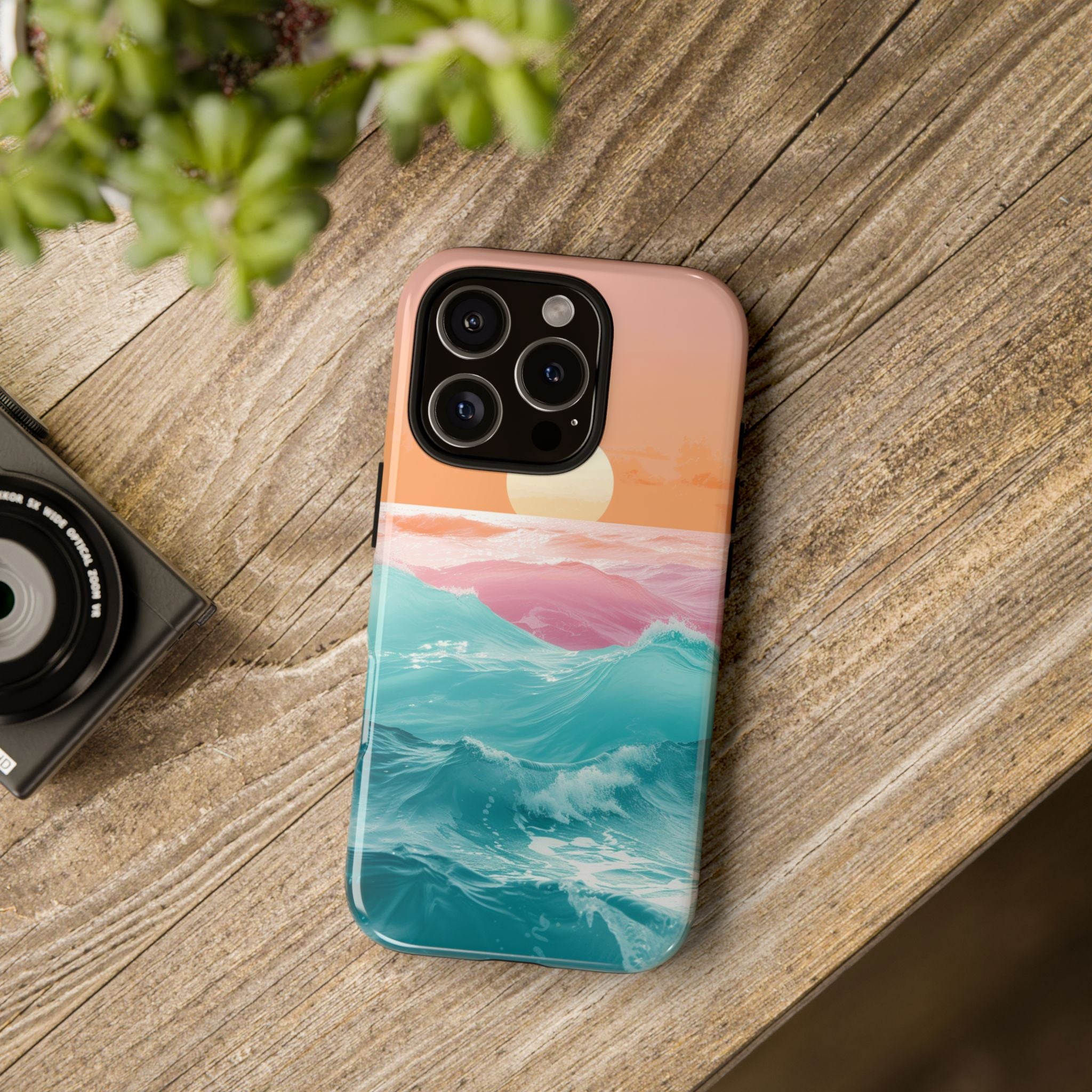 Sunset Ocean Tough Phone Case — Pastel Waves iPhone Cover