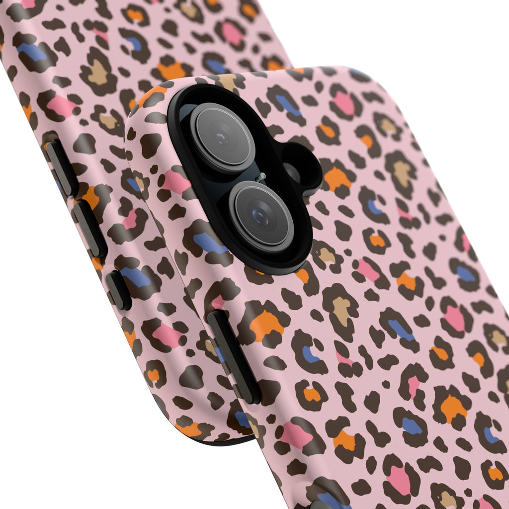Pink Leopard Print Tough Phone Case — Durable Protective iPhone Cover