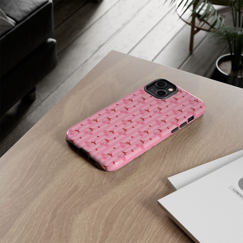 Pink Cherry Pattern Tough Phone Case