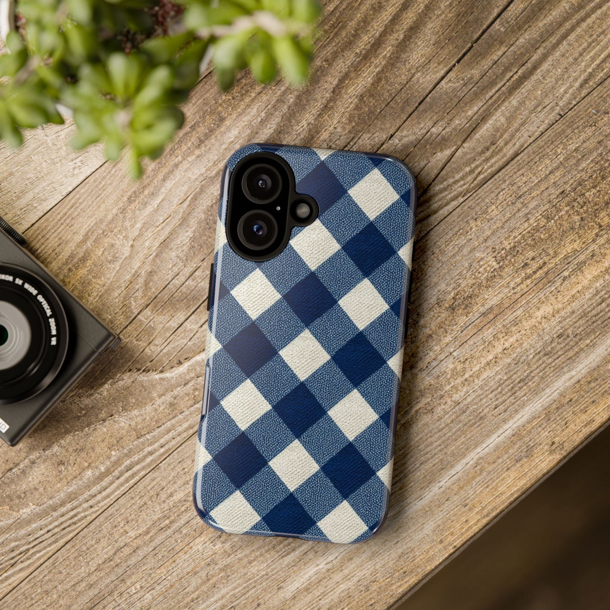 Blue Buffalo Plaid Tough Phone Case — Durable Protective iPhone Cover