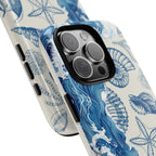 Ocean Shells Tough Phone Case — Blue Nautical Seashell iPhone Cover