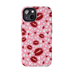 Pink Kiss Hearts Tough Phone Case — Cute Valentine Protective Phone Cover