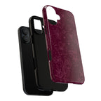 Burgundy Floral Tough Phone Case — Protective Hibiscus Pattern