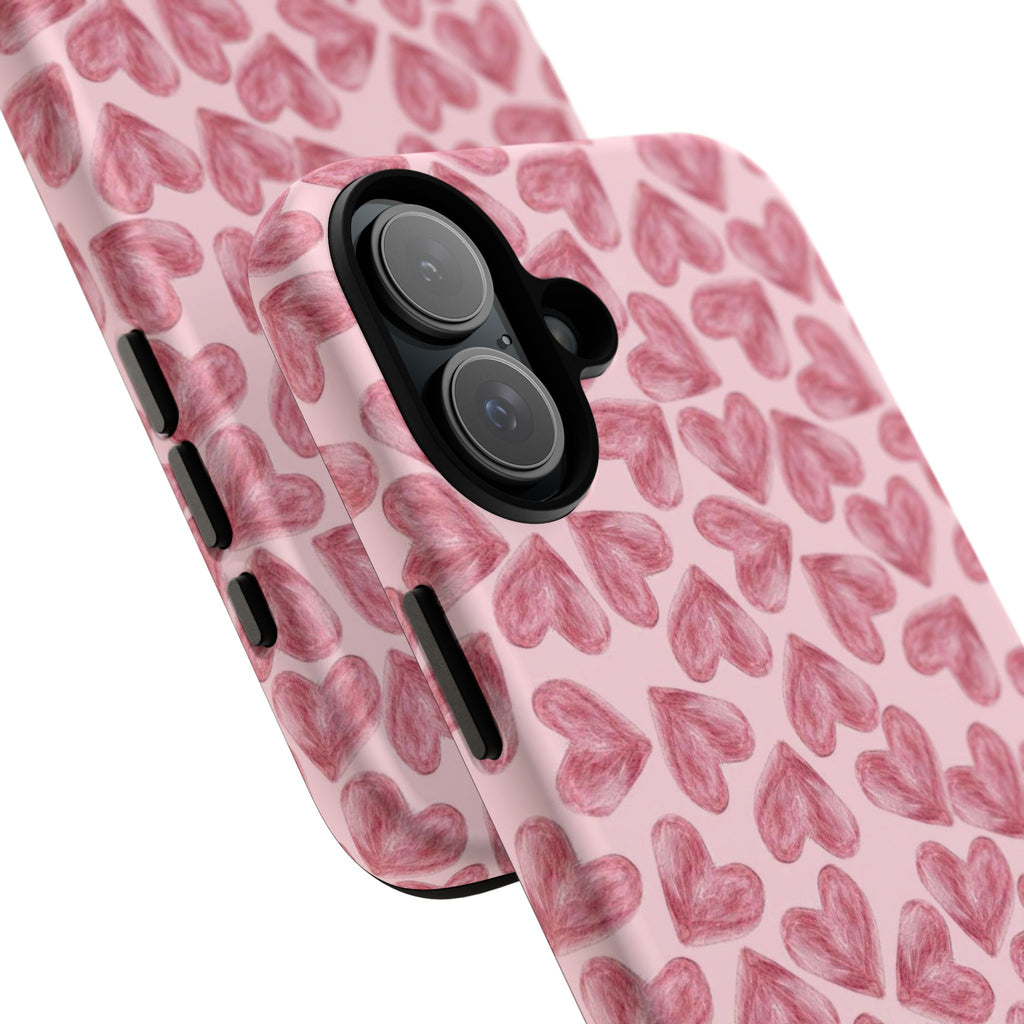 Pink Watercolor Heart Phone Case — Tough Protective iPhone Cover