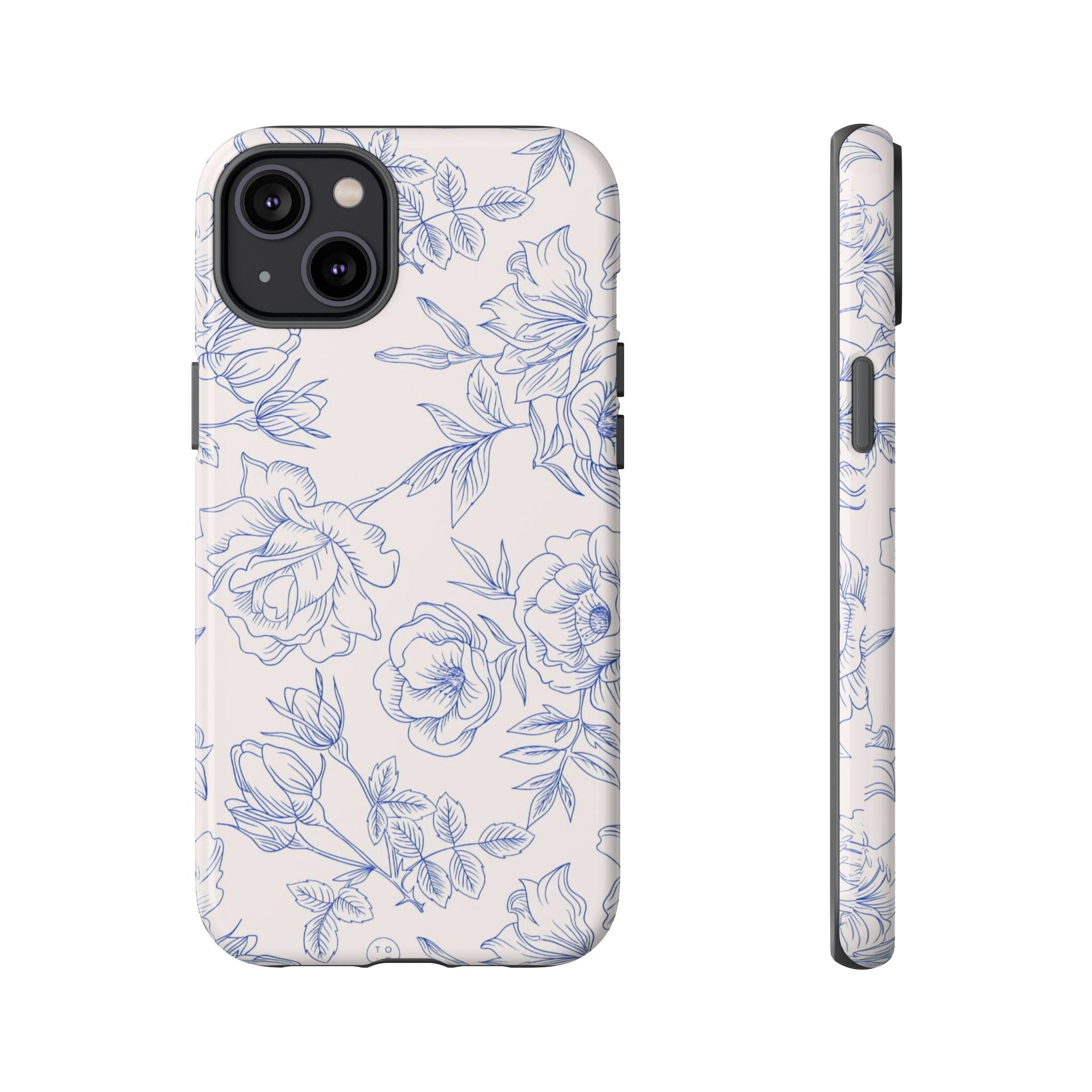 Phone Case — Blue Floral Sketch Tough Protective Case