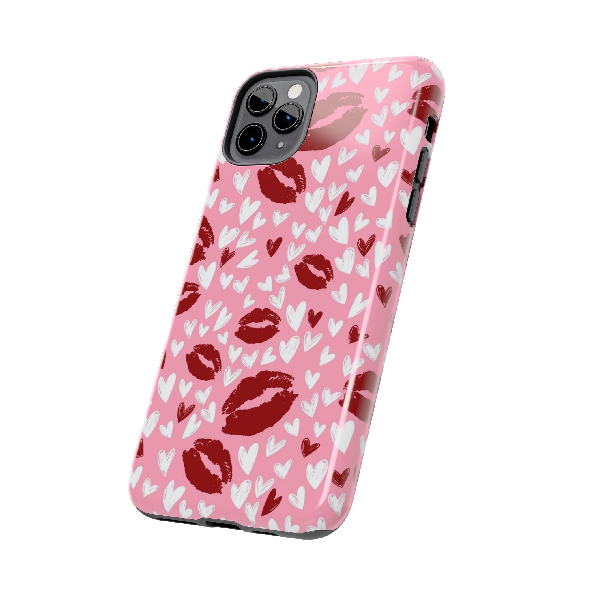 Pink Kiss Hearts Tough Phone Case — Cute Valentine Protective Phone Cover