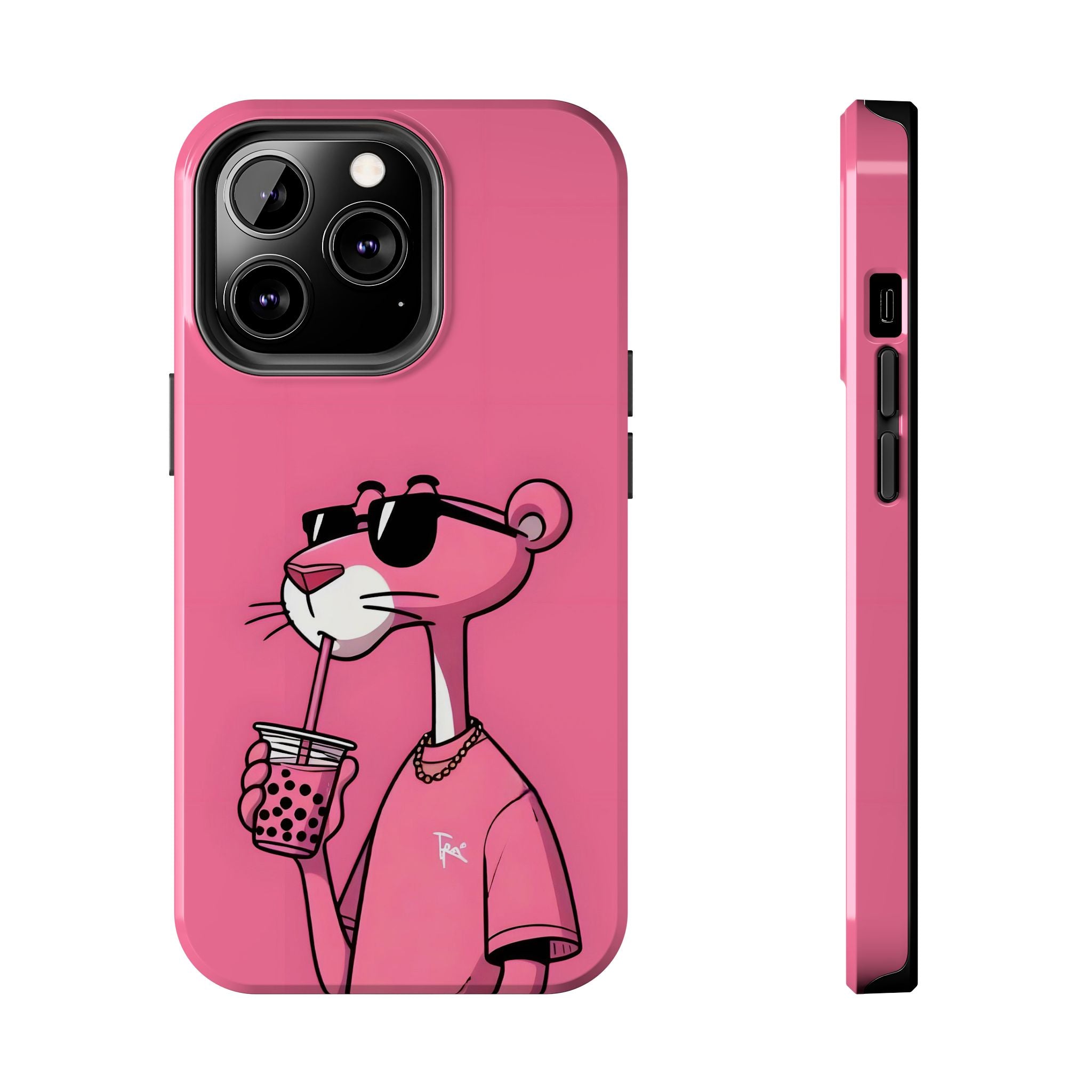 Pink Panther Bubble Tea Phone Case — Tough Protective iPhone Cover