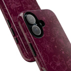Burgundy Floral Tough Phone Case — Protective Hibiscus Pattern