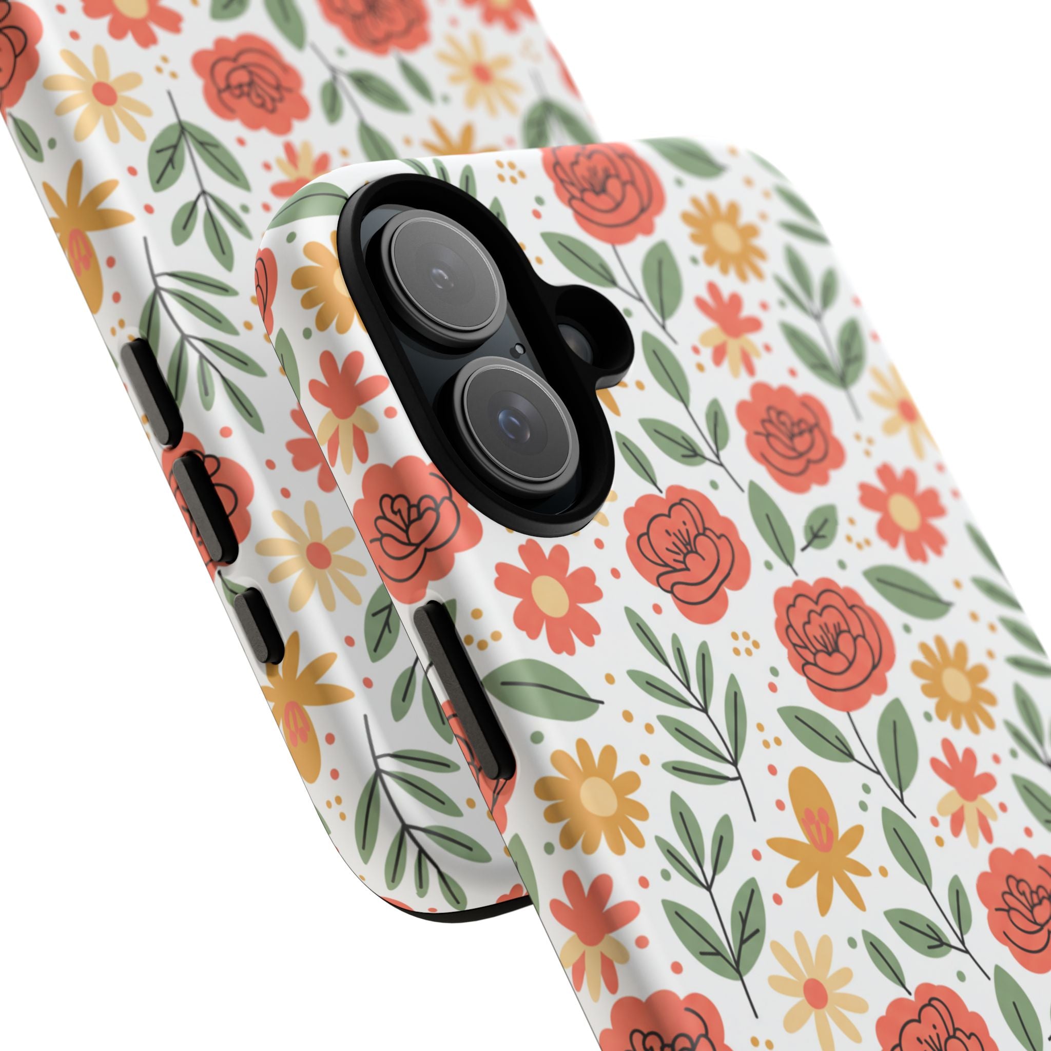 Floral Rose Pattern Tough Phone Case — Durable Garden-Inspired Protection