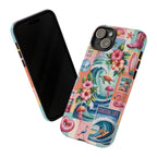 Coastal Collage Phone Case — Retro Beach Surf Floral Design