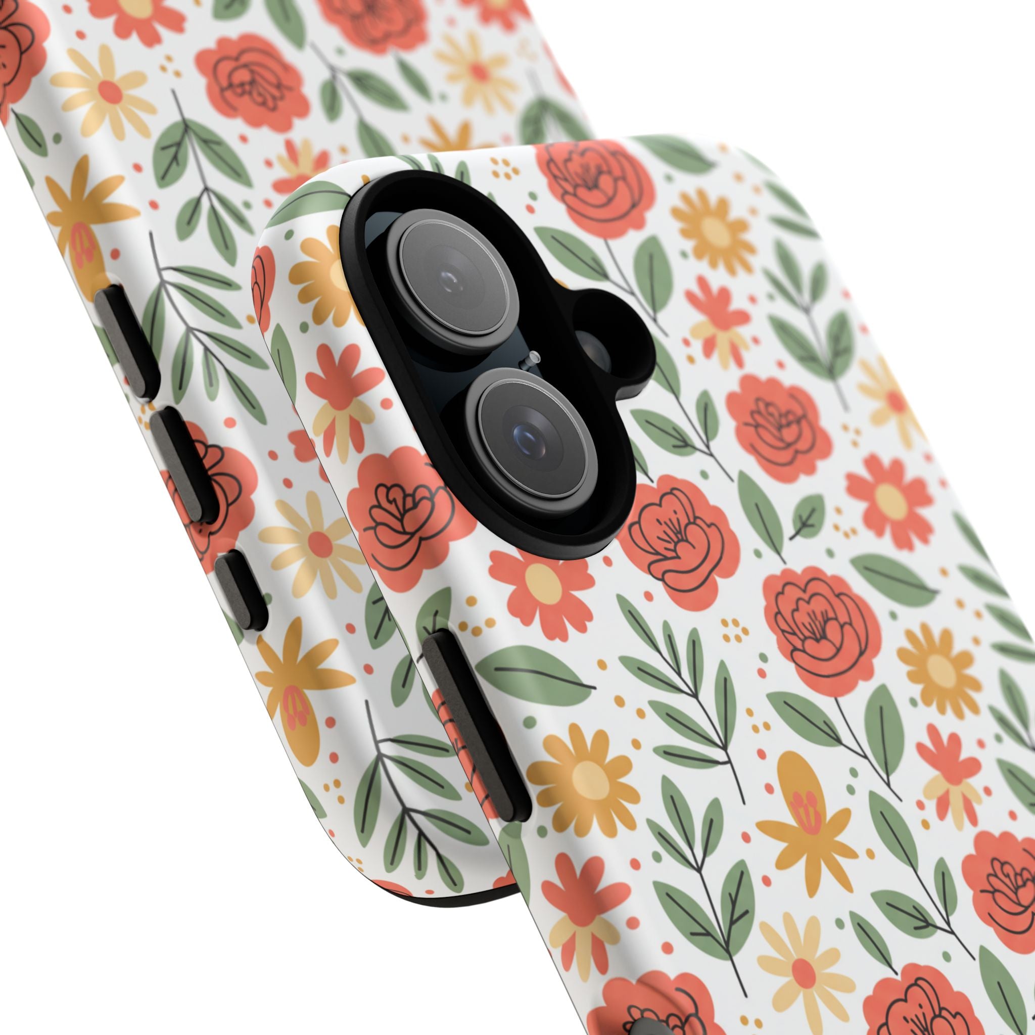 Floral Rose Pattern Tough Phone Case — Durable Garden-Inspired Protection