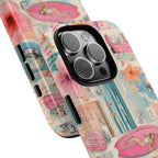 Tropical Surf Collage Phone Case — Vintage Hawaiian Floral & Surfboard Design