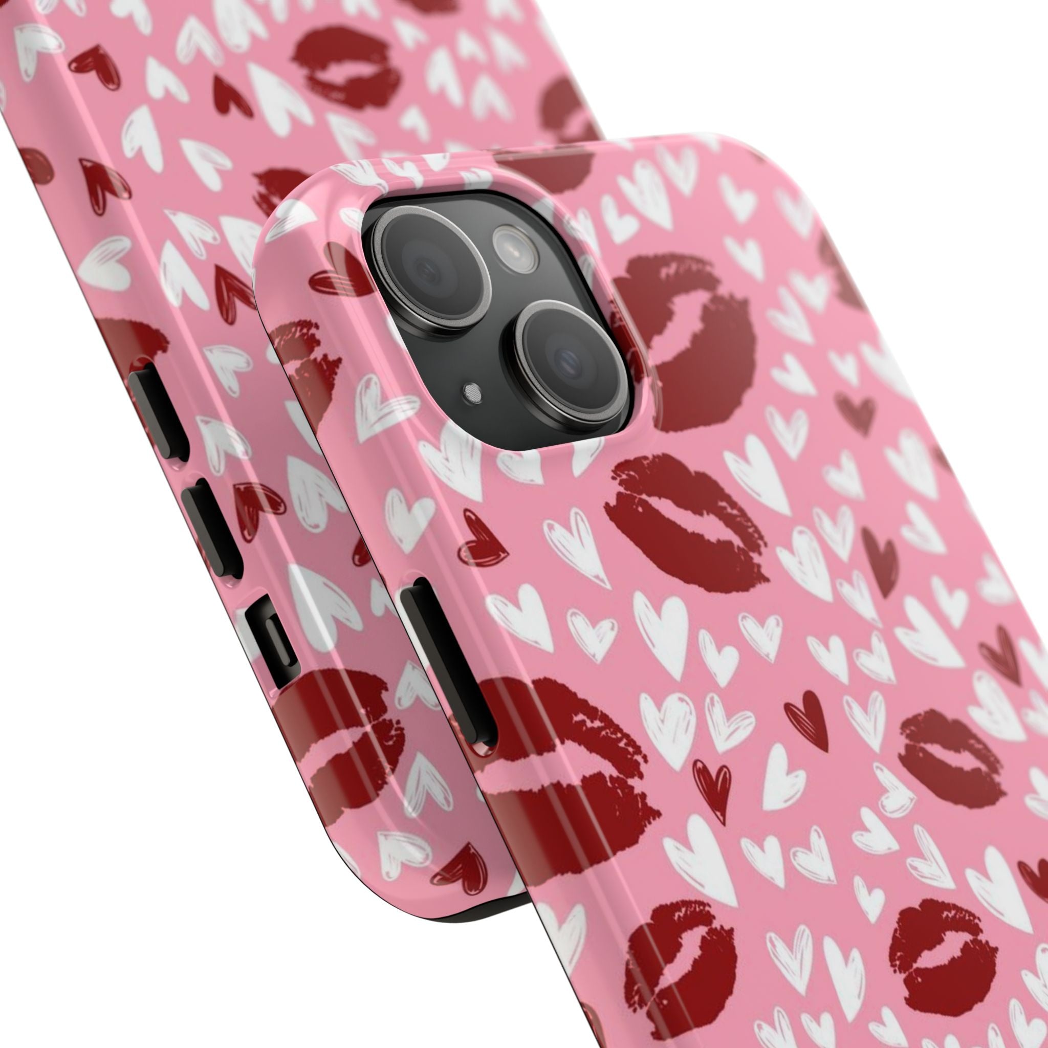 Pink Kiss Hearts Tough Phone Case — Cute Valentine Protective Phone Cover