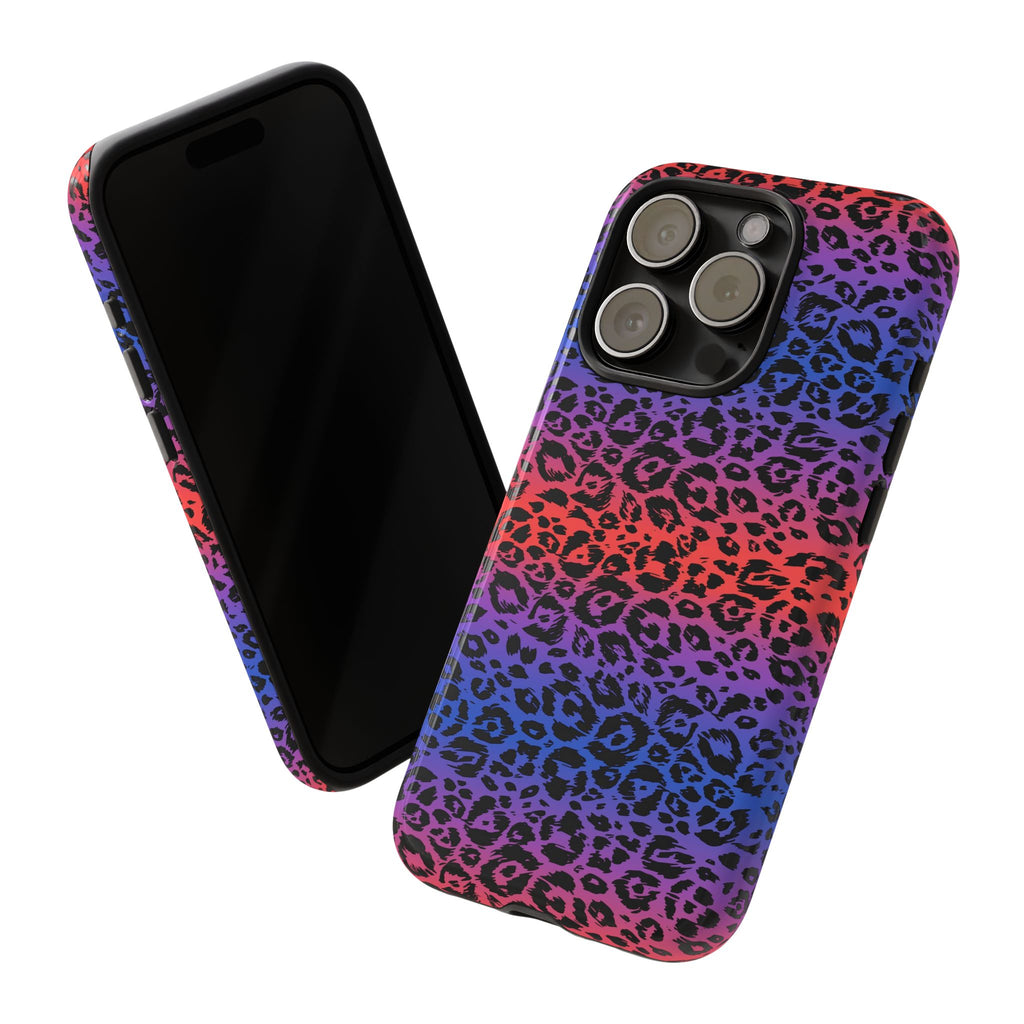 Gradient Leopard Tough Phone Case — Rainbow Animal Print iPhone Cover