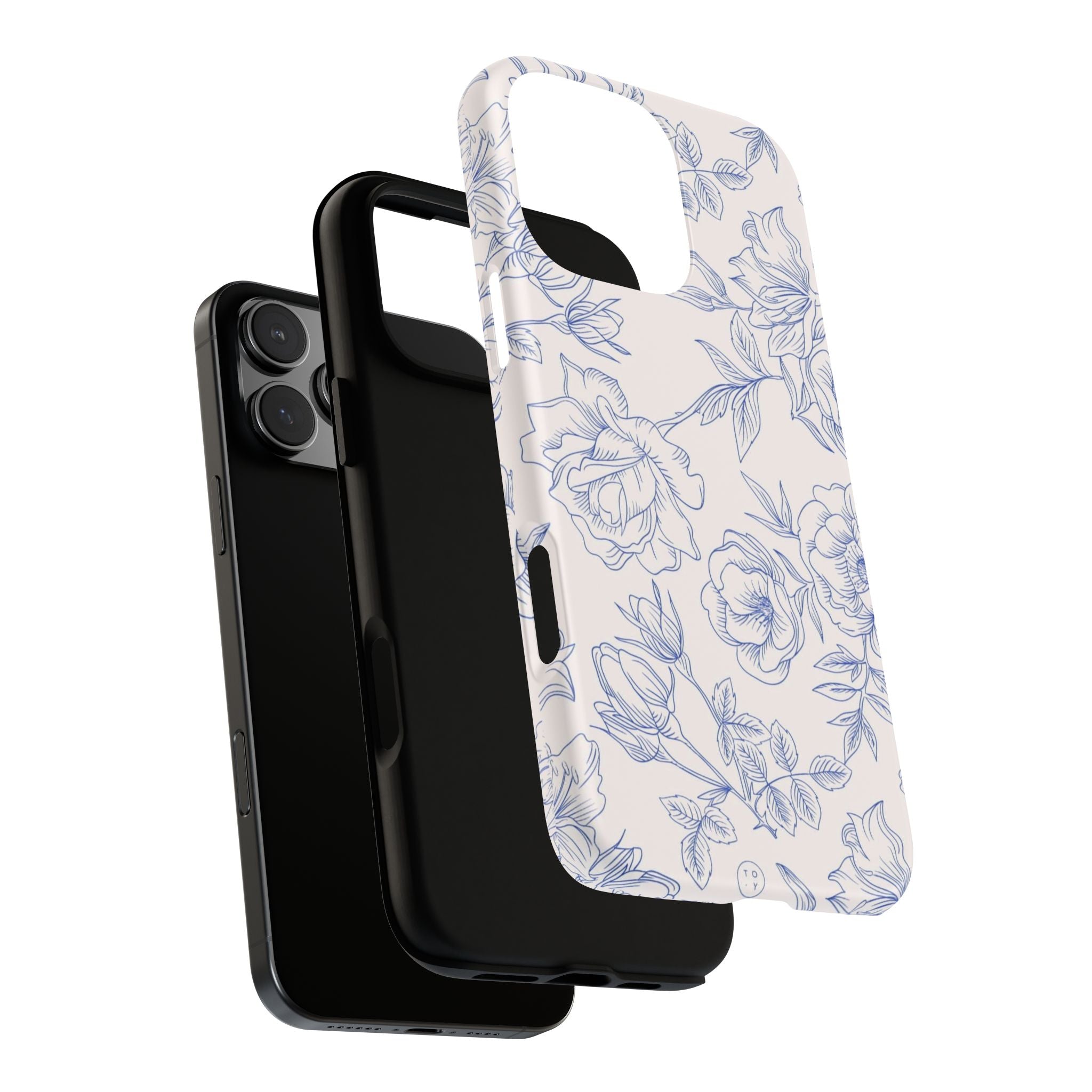 Phone Case — Blue Floral Sketch Tough Protective Case