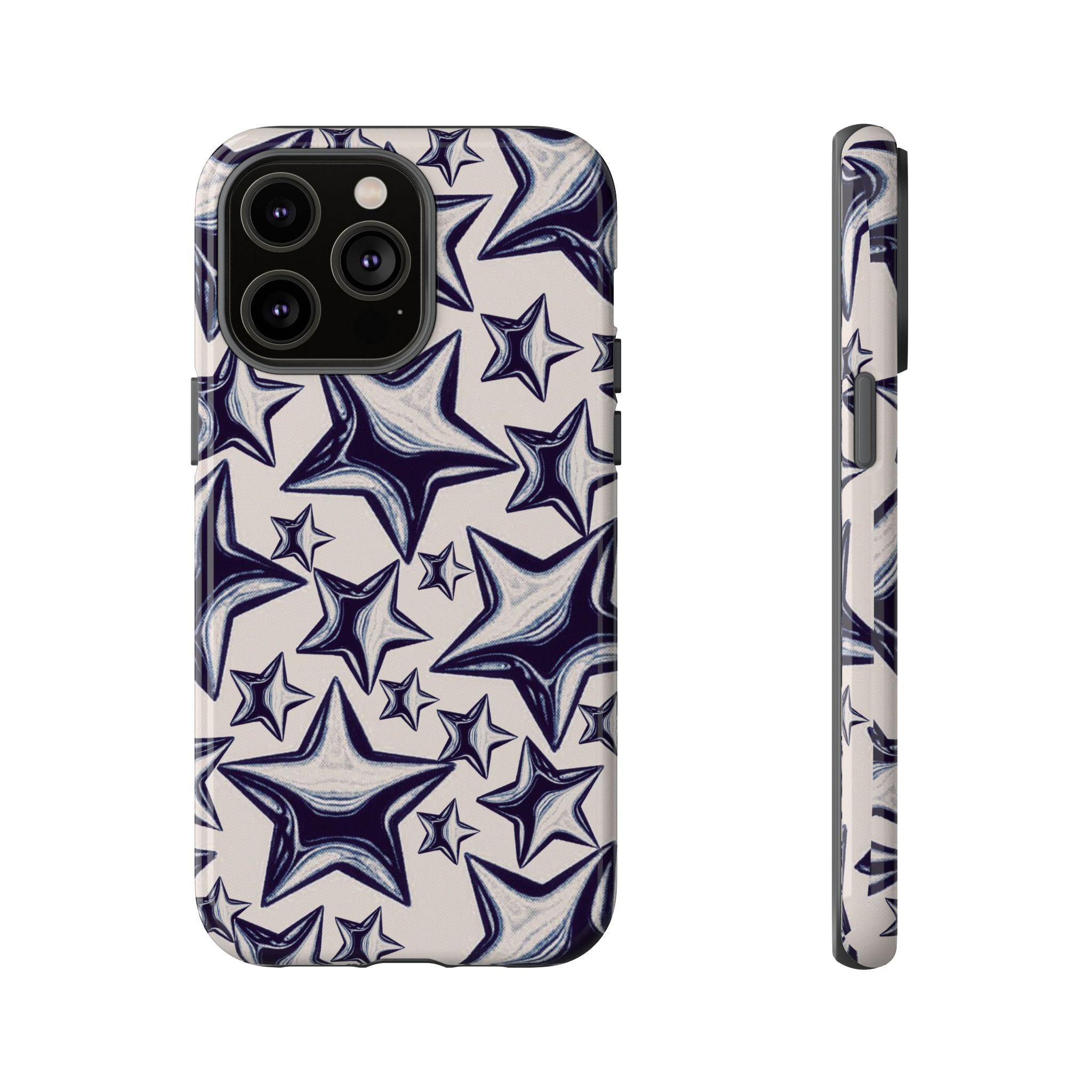 Star Sketch Tough Phone Case — Black & White Doodle Stars Protective Cover