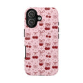 Cherry Pattern Phone Case — Cute Pink Cherries with Bows Durable Tough Case