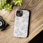 Phone Case — Blue Floral Sketch Tough Protective Case