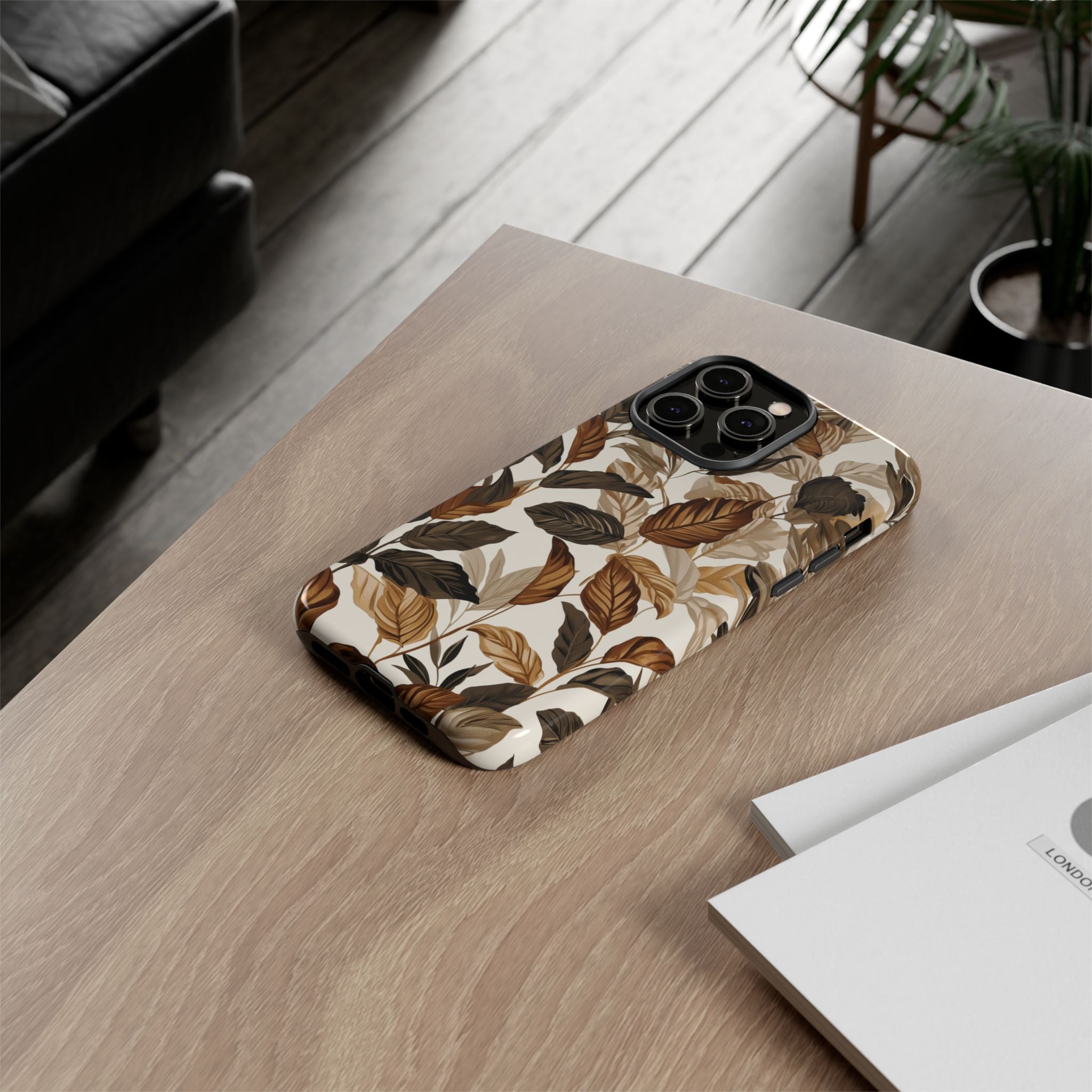 Autumn Leaves Phone Case — Brown Botanical Tough Case