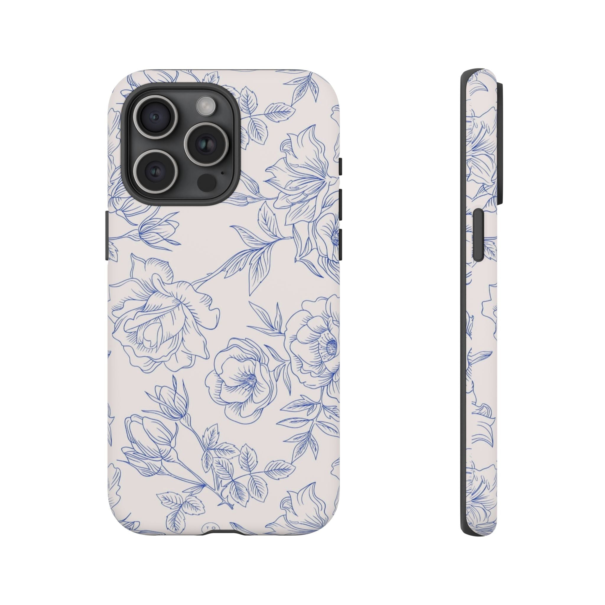 Phone Case — Blue Floral Sketch Tough Protective Case