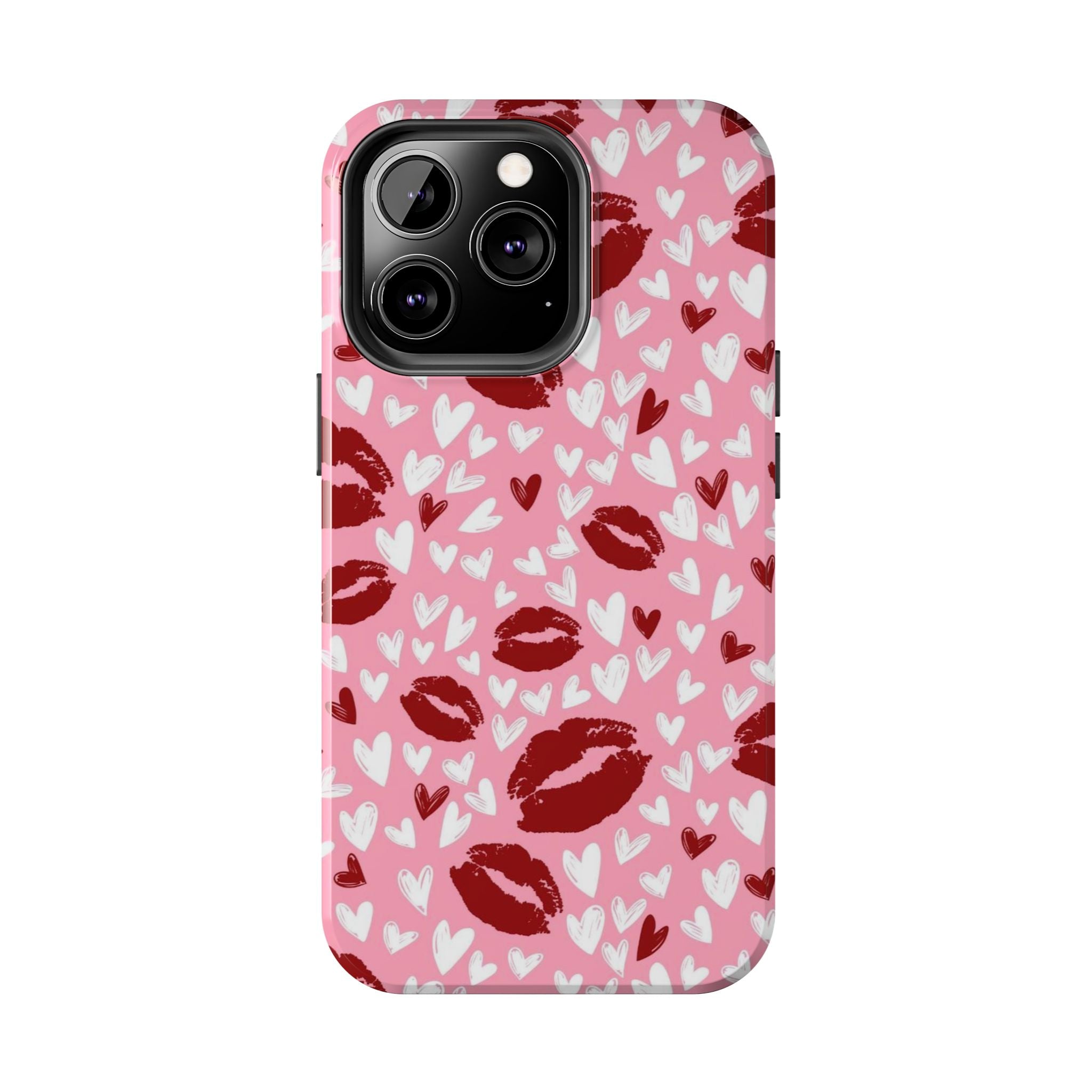 Pink Kiss Hearts Tough Phone Case — Cute Valentine Protective Phone Cover