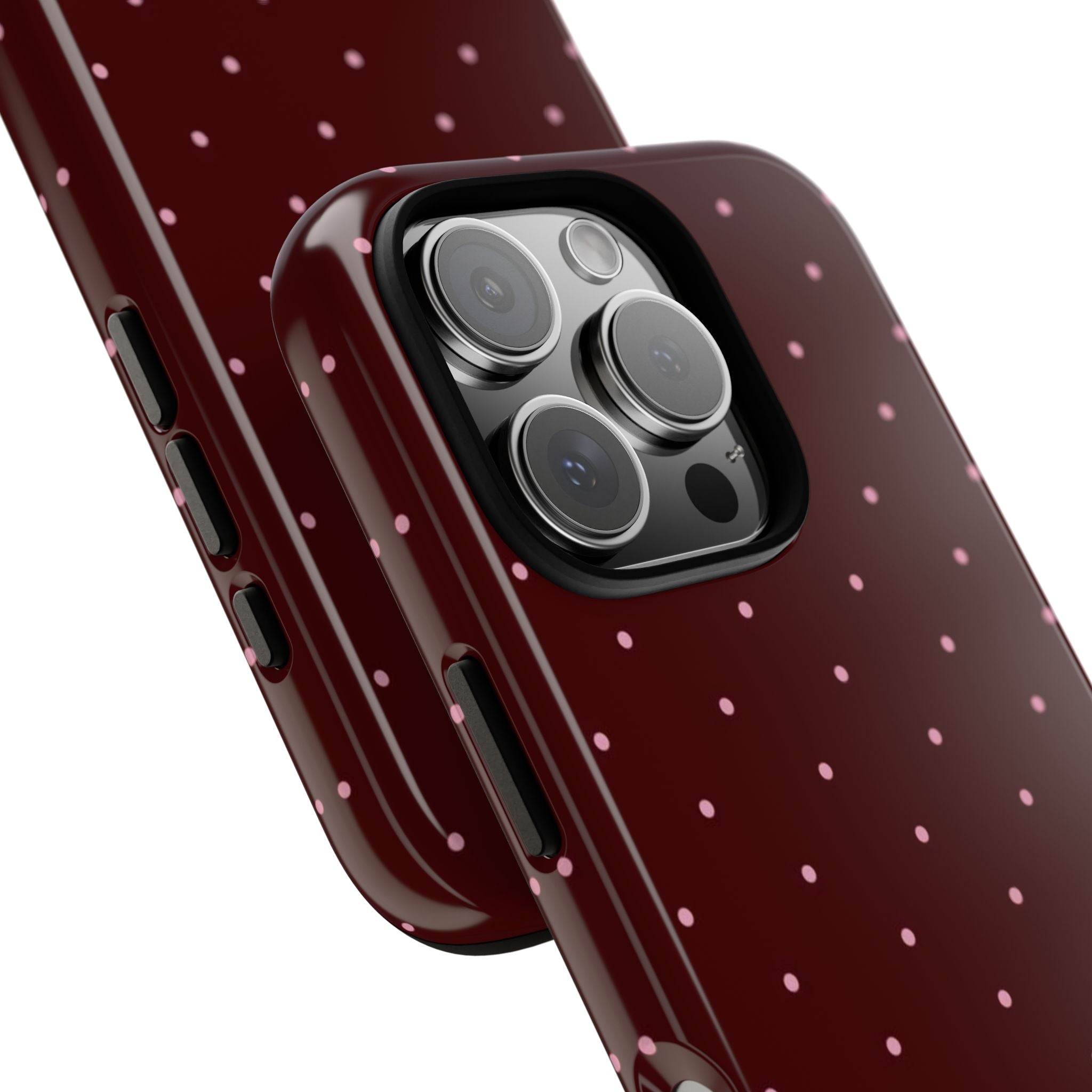 Maroon Polka Dot Tough Phone Case — Slim Protective iPhone Cover