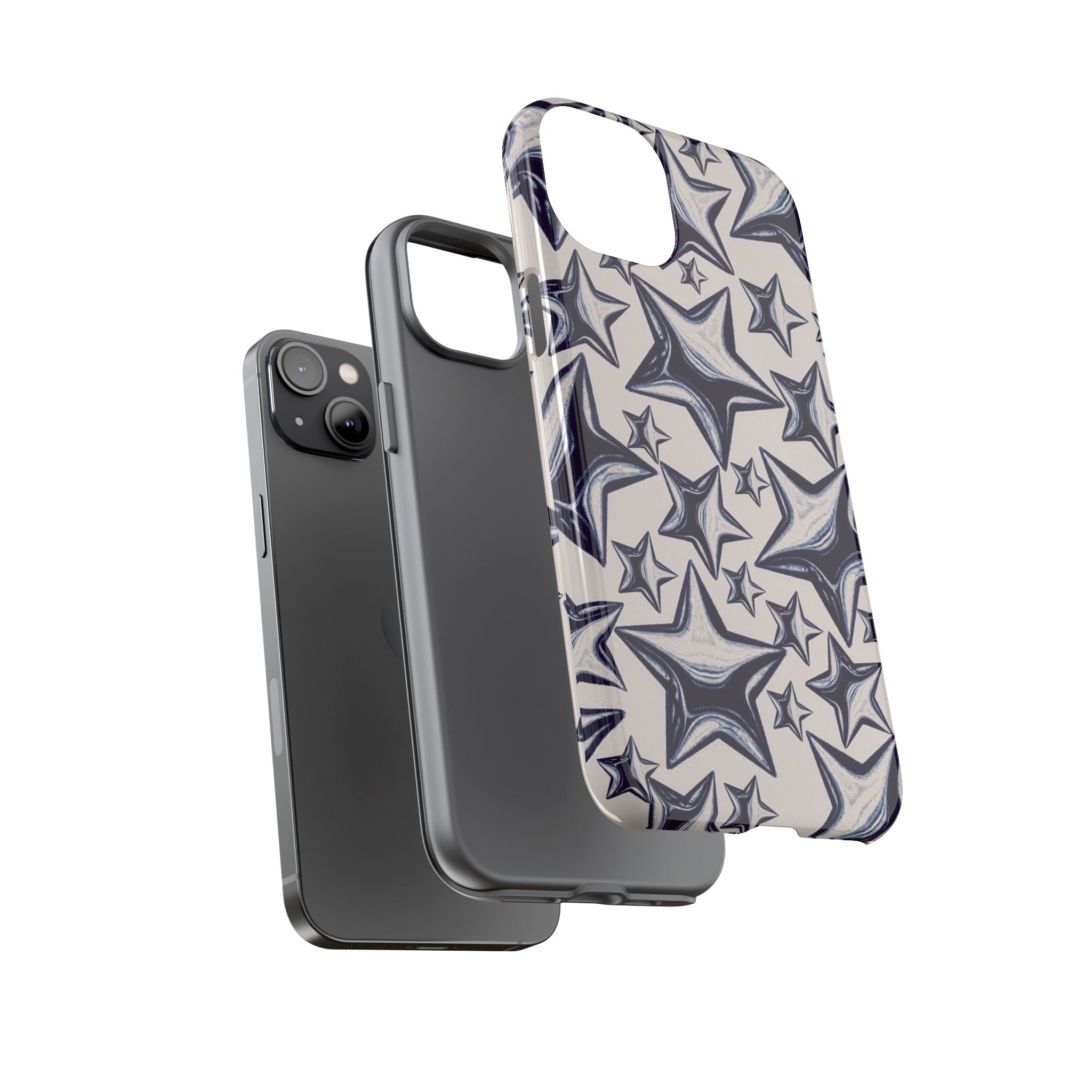 Star Sketch Tough Phone Case — Black & White Doodle Stars Protective Cover