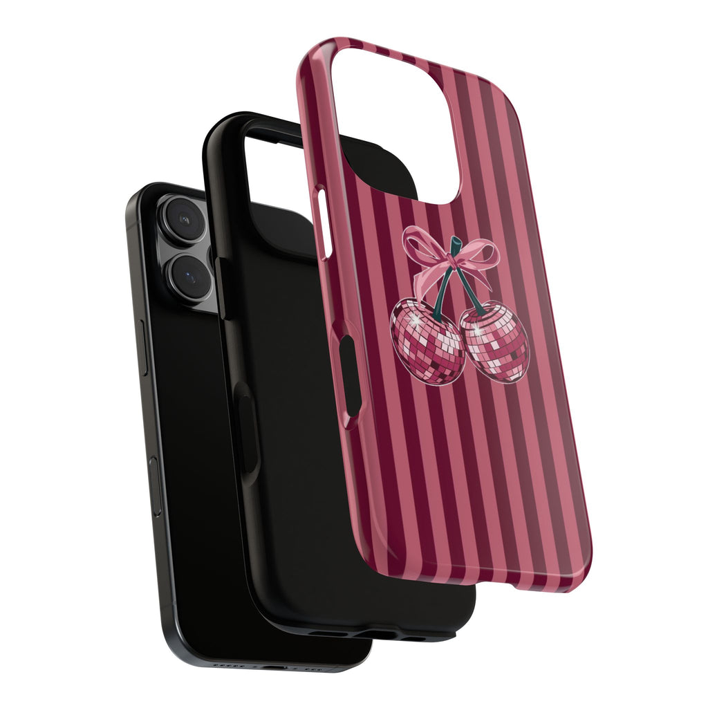 Cherry Disco Phone Case — Pink Striped Tough Case