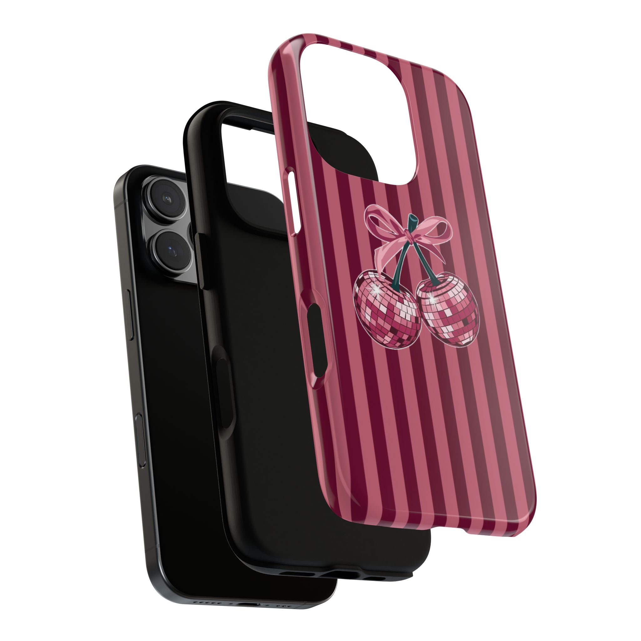 Cherry Disco Phone Case — Pink Striped Tough Case