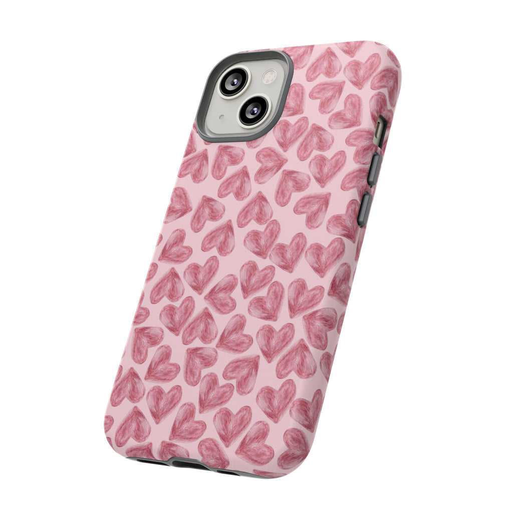 Pink Watercolor Heart Phone Case — Tough Protective iPhone Cover